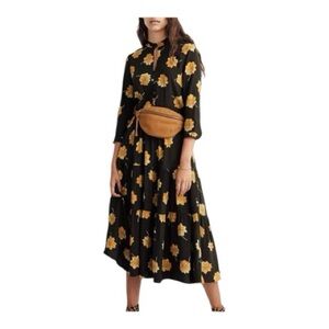 Madewell Button Front Tier Dress in Fall Flowers‎ *Tiny Flaw*